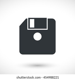 Diskette vector icon. Graphic symbol for web design, logo. Gray glyph on a white background. Isolated sign.