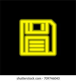 Diskette yellow glowing neon ui ux icon. Glowing sign logo vector