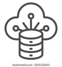 Disks array cloud storing line icon, data sharing concept. Vector graphics. Uploading files, data sign on white background, outline style icon for mobile or web design