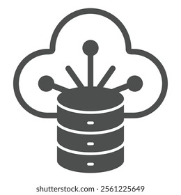 Disks array cloud storing solid icon, data sharing concept. Vector graphics. Uploading files, data sign on white background, glyph style icon for mobile or web design