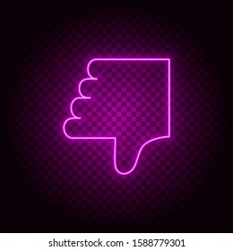 Dislike, arm vector icon. Element of simple icon for websites, web design, mobile app, info graphics. Pink color. Neon vector on dark background