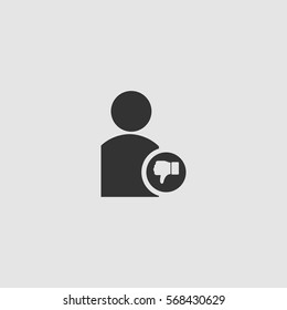 Dislike avatar icon flat. Black pictogram on grey background. Vector illustration symbol