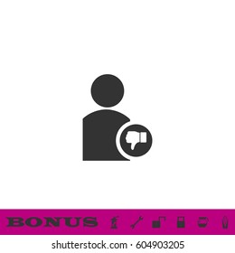 Dislike avatar icon flat. Black pictogram on white background. Vector illustration symbol and bonus button