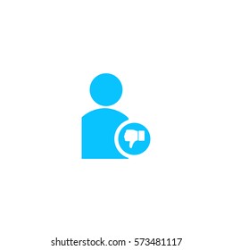 Dislike avatar icon flat. Blue pictogram on white background. Vector illustration symbol