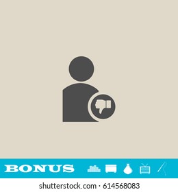 Dislike avatar icon flat. Grey pictogram on light background. Vector illustration symbol and bonus button real estate, ottoman, vase, tv, fishing rod