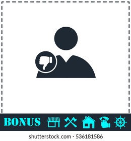 Dislike avatar icon flat. Simple vector symbol and bonus icon