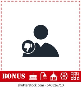 Dislike avatar icon flat. Simple vector symbol and bonus icon