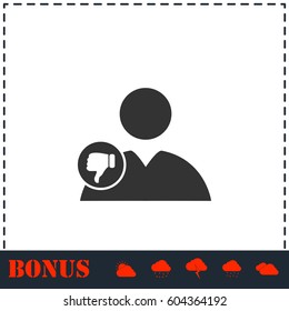 Dislike avatar icon flat. Simple vector symbol and bonus icon