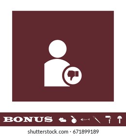 Dislike avatar icon flat. White pictogram on brown background. Vector illustration symbol and bonus icons