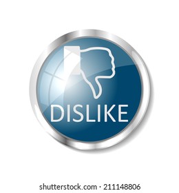 Dislike blue  button or icon vector illustration