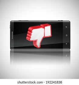 Dislike button on phone, vector