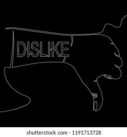 Dislike Continuous one line drawing thumb down icon vector illustration