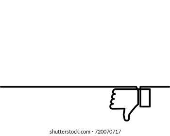 Dislike. Continuous one line drawing of dislike button on white background. Black thin line of thumb down icon. EPS10 vector illustration for banner, template, fashion design, infographics, web, app.