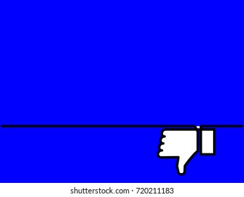 Dislike. Continuous one line drawing of dislike button on blue background. Black thin line of thumb down icon. EPS10 vector illustration for banner, template, fashion design, infographics, web, app.