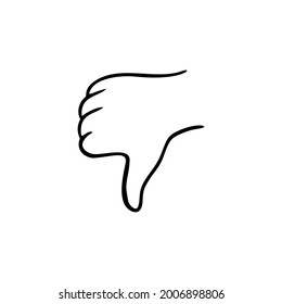 Dislike gesture human hand. Vector doodle illustration.