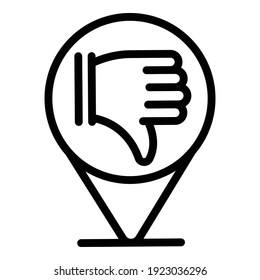 Dislike gps location icon. Outline dislike gps location vector icon for web design isolated on white background
