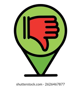 Desgosta do ícone de localização do gps. Contorno não gostar gps localização vetor ícone cor plana isolado