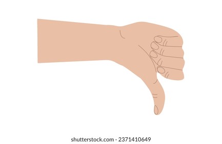 No me gusta el gesto de la mano ,Ilustración vectorial en el plano sobre fondo blanco ,desacuerdo , gesto negativo , a diferencia de los diferentes usos de diseño.