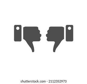 Dislike, Hand Thumb Down. Black symbol on white background. Simple illustration. Flat Vector Icon. Mirror Reflection Shadow. Can be used in logo, web, mobile and UI UX project
