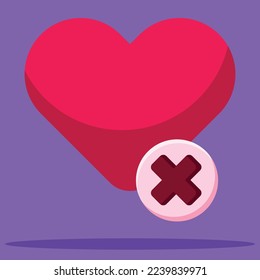 Dislike heart icon. Subtable to place on valentine day, love, etc.