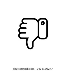 Dislike icon. Black outline dislike icon on white background. Vector illustration