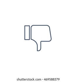 dislike icon or button in flat style with long shadow, isolated vector illustration on transparent background