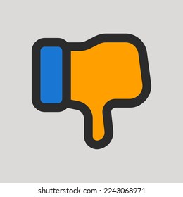 Icono de desagrado en el estilo de línea rellena sobre la interfaz de usuario, uso para presentación de aplicaciones móviles del sitio web