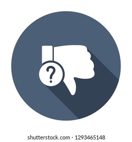 Dislike icon, gestures icon with question mark. Dislike icon and help, how to, info, query symbol. Vector illustration