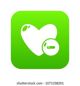 Dislike icon green vector isolated on white background