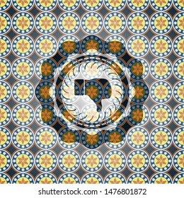 dislike icon inside arabesque emblem. arabic decoration.