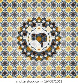 dislike icon inside arabesque emblem background. arabic decoration.