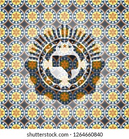 dislike icon inside arabesque style emblem. arabic decoration.