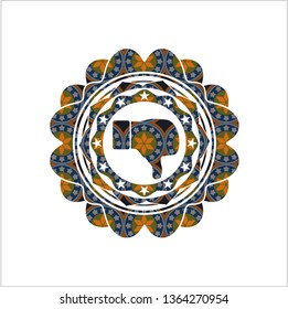 dislike icon inside arabesque style emblem. arabic decoration.