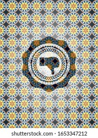 dislike icon inside arabic emblem. Arabesque decoration.