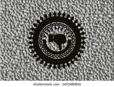 ícono de disgusto dentro de la placa negra con fondo de burbujas grises. Ilustración vectorial. Detallado.