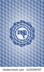 dislike icon inside blue polygonal emblem.