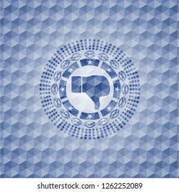 dislike icon inside blue polygonal emblem.