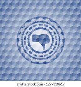 dislike icon inside blue polygonal emblem.