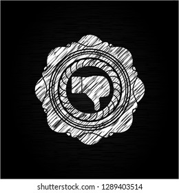 dislike icon inside chalkboard emblem