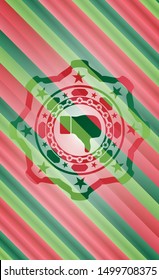 dislike icon inside christmas colors badge.