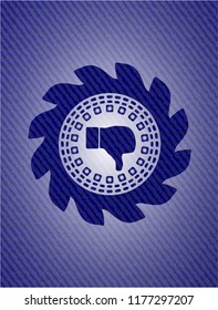 dislike icon inside denim background