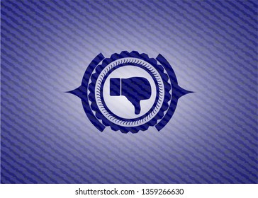 dislike icon inside denim background