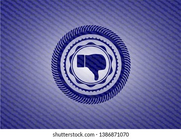dislike icon inside emblem with jean high quality background