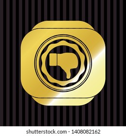 dislike icon inside gold emblem or badge