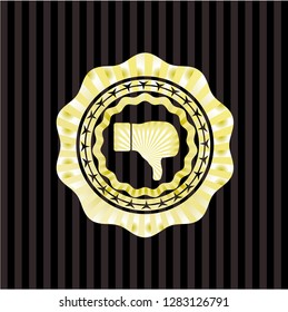 dislike icon inside gold shiny badge