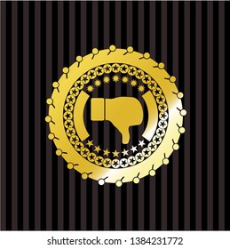 dislike icon inside gold shiny emblem