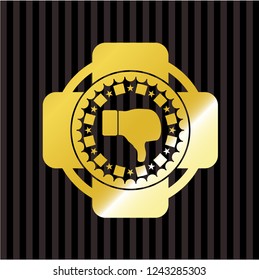 dislike icon inside golden emblem