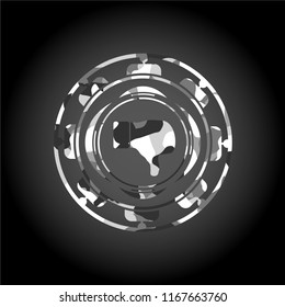 dislike icon inside grey camo emblem