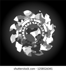 dislike icon inside grey camo emblem