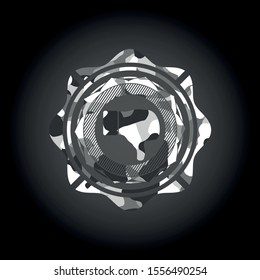 dislike icon inside grey camo emblem